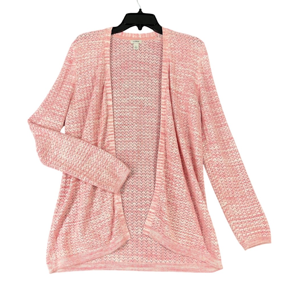 L L Bean Open Front Knit Cardigan Women Sz L Relaxed‎ Layering Casual Cozy